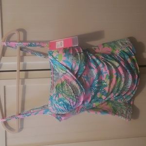 NWT LILLY PULITZER MANDEVILLA BABY HIP NAUTIC TANKINI TOP SZ 14 $90